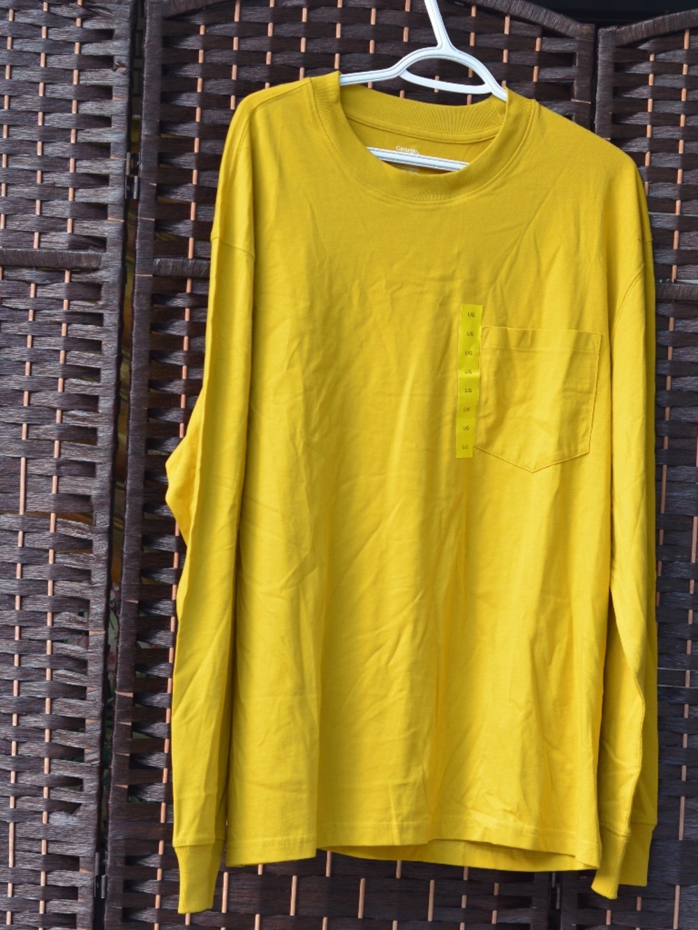 100% Cotton Mens Mustard Long Sleeve T shirt NWT